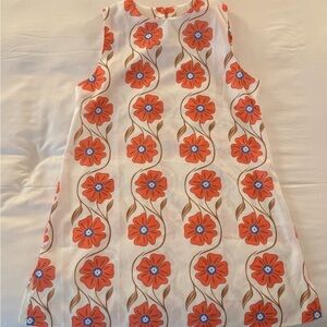 Orange and White Sleeveless A-line Dress for Casual Resort Wear